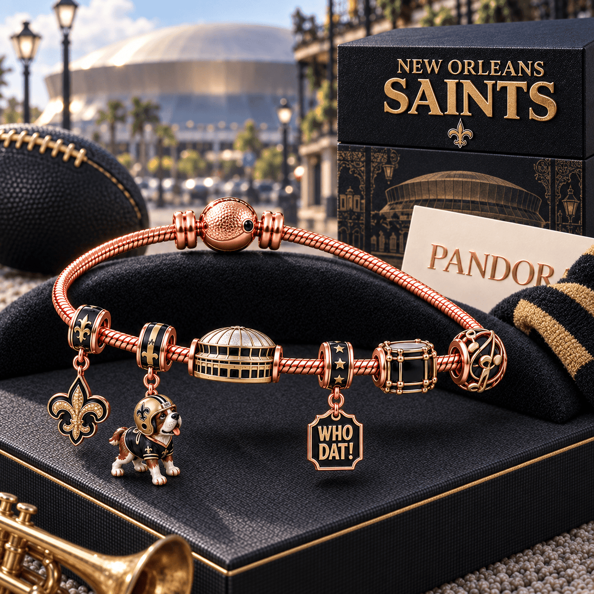 NOS Rose Gold Charm Bracelet Set HQH