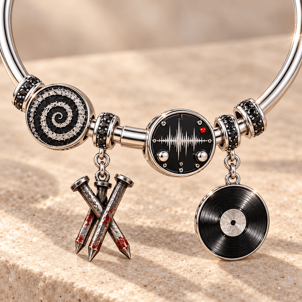 NIN Silver Charm Bracelet Set TMH